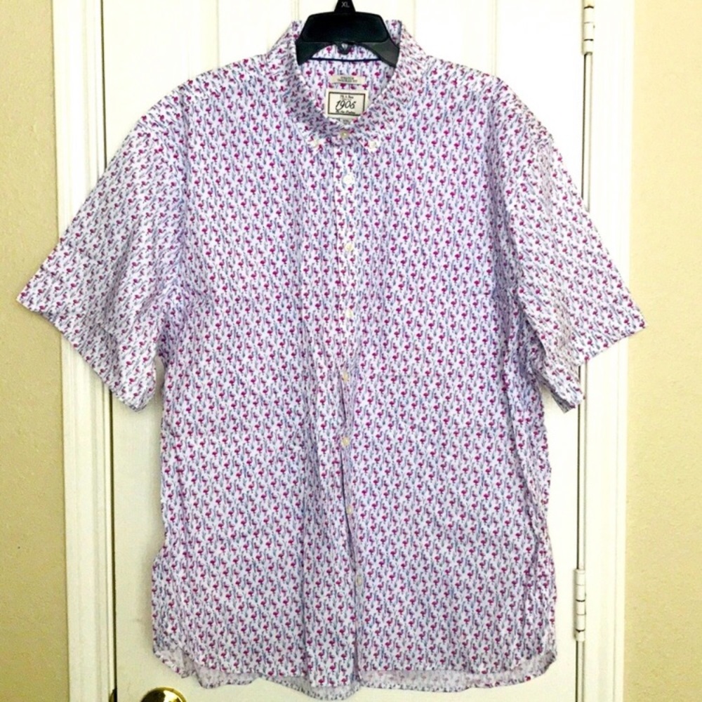 Jos.A.Bank Tailored Ss Button-Down Flamingo Shirt - image 2